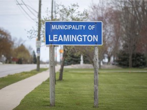 LEAMINGTON, ONT:. MAY 8, 2019 - A Municipality of Leamington sign is pictured along County Rd. 20,  Wednesday, May 8, 2019.