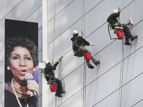 The Queen of Soul Aretha Franklin appears to be serenading a group of workers as they cleaned a section of Caesars Windsor property on Friday, May 17, 2019.