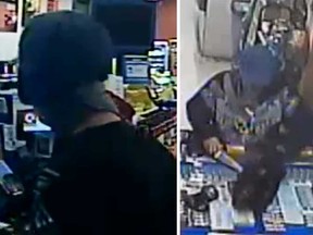 Security camera images of the knife-brandishing suspect of a convenience store robbery on Seminole Street during the early morning hours of May 15, 2019.