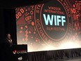 Vincent Georgie, executive director of the Windsor International Film Festival, speaks on stage at the Chrysler Theatre before WIFF 2017's closing night screening.