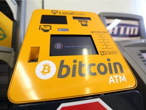 A Bitcoin ATM machine, located at Hasty Market on Tecumseh Road East in Windsor, is shown on June 21, 2018.