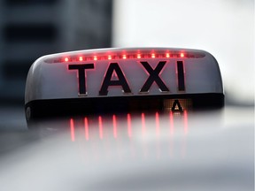 A taxi car roof light is pictured in Bordeaux, France in 2016.