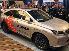 A connected car was unveiled at the 2014 Automotive Parts Manufacturers' Association conference on Wednesday, June 4, 2014, at Caesars Windsor. The Lexus RX 350 is equipped with a wife range of cutting edge technological features.