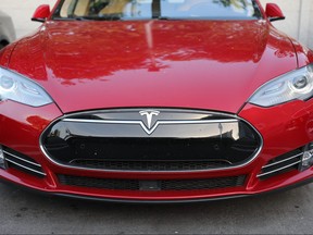 A Tesla vehicle is seen at a dealership on January 03, 2019 in Miami, Florida.