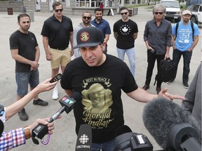 Renaldo Agostino speaks to reporters on Tuesday, JUNE 4, 2019 at the Charles Clark Square in downtown Windsor regarding another Jurassic Park event scheduled for the NBA Toronto Raptors playoff series.