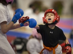 Kids compete in the youth division at the Windsor Open Karate Championship at the St. Denis Centre, Saturday, June 8, 2019.  The event was sponsored by Copeland's Martial Arts and Fitness Centre. The event, hosted by sensei Conroy Copeland for more than 30 years, featured more than 200 competitors from across Canada and Michigan.