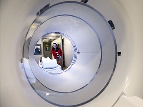 A ribbon cutting ceremony for the new PET/CT scanner at the Windsor Regional Hospital Met campus was held June 13, 2019. Monica Staley Liang, regional vice-president, Erie St. Clair Cancer Program, is shown checking out the new scanner.