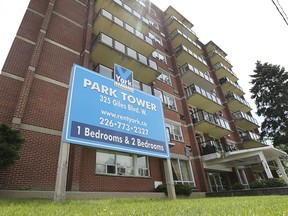 A rental sign is shown at an apartment building on Giles Blvd. W. in Windsor on Wednesday, June 19, 2019.