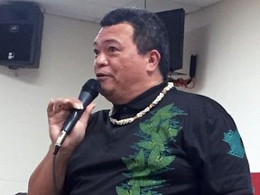 Na'ilima Gaison from Hawaii spoke at the celebration about his efforts in reestablishing the native language in Hawaii during an indigenous language celebration at the Walpole Island Cultural Centre on Wednesday, June 5. (David Gough/Postmedia Network)