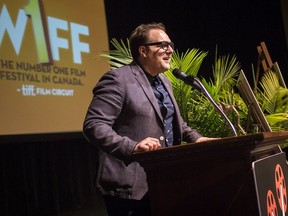 WINDSOR, ONT:. JUNE 28, 2019 -Vincent Georgie, executive director and chief programmer for the Windsor International Film Festival, speaks at a press event at the Capitol Theatre announcing the festival is now the largest volunteer run film festival in Canada, Friday, June 28, 2019.