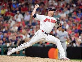 Shane Bieber of the Cleveland Indians and the American League pitches against the National League during the 2019 MLB All-Star Game, presented by Mastercard at Progressive Field on July 09, 2019 in Cleveland, Ohio.