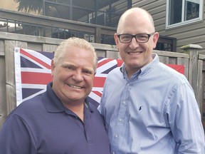 Windsor Mayor Drew Dilkens discussed the mega-hospital with Doug Ford when the premier visited Essex County on July 23.