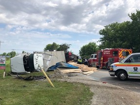 A truck carrying lumber and an SUV collided at the intersection of County Road 31 and County Road 14 Tuesday morning.