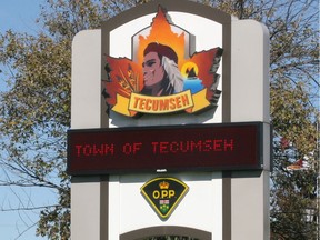 The Town of Tecumseh logo is seen near the municipal offices.