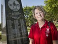 After an apology from Canadas top soldier about the way in which a memorial to Canadian soldiers killed in Afghanistan was initially dedicated in Ottawa, Theresa Charbonneau, mother of Cpl. Andrew Grenon, killed in Afghanistan in 2008, is among those attending a re-dedication of that memorial next month. She is shown here at Windsor's Afghanistan and Peacekeepers Memorial at Reaume Park on July 5, 2019.