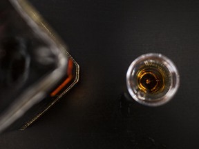 A shot of Jack Daniels is pictured at a local bar on June 27, 2019.