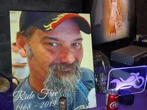 A photo from a celebration of the life of Tyler Wayne Knight, 50, who died after a crash with a commercial truck on Highway 3 near Kingsville on June 7, 2019.