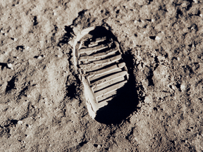 One of the first footprints of Apollo 11 astronaut Edwin "Buzz" Aldrin on the moon.