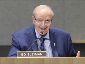 Windsor Ward 5 Coun. Ed Sleiman enjoys a moment during a council debate on Monday, July 22, 2019, regarding the city's active transportation plan. Sleiman is recuperating after undergoing emergency surgery to relieve bleeding in his brain.