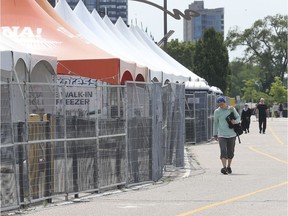 Fencing along the Festival Plaza in downtown Windsor is shown on Tuesday, July 9, 2019. During ticketed festivals, the fencing is often extended to the riverfront.
