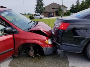 A photo of the stolen vehicle that was used to intentionally collide with an OPP vehicle in Lakeshore on July 4, 2019.