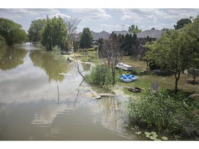 Homes along Duck Creek in Belle River are experiencing flooding as high water levels of Lake St. Clair inundate tributaries on July 11, 2019.