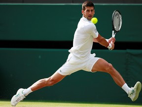 Serbia's Novak Djokovic in action during his fourth round match against France's Ugo Humbert.