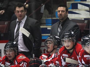 Seen in this 2011 file photo with the Windsor Spitfires, Bob Jones (at right) is set to join head coach D.J. Smith's (at left) coaching staff with the NHL's Ottawa Senators.