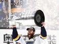 Alex Pietrangelo of the St. Louis Blues holds up the Stanley Cup after his team's victory over the Boston Bruins on June 12, 2019.