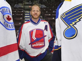 St Louis Blues assistant coach and former Windsor Spitfire Steve Ott is shown at the WFCU Centre on Thursday. He will be at the Atlas Tube Centre in Lakeshore on Sunday with the Stanley Cup.