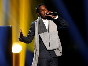 A$AP Rocky performs "I'm Not the Only One" with Sam Smith (not pictured) during the 42nd American Music Awards in Los Angeles, California November 23, 2014. REUTERS/Mario Anzuoni/File Photo ORG XMIT: FW1