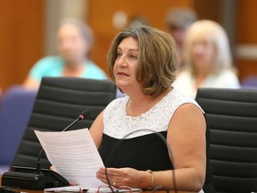 Lori Quaggiotto expresses her concerns on the coyote activity issue at Lasalle Town Council meeting Tuesday.