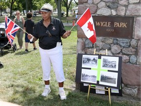 Event co-ordinator Nancy Allen offered a history lesson to open the 16th annual McDougall Street Reunion party at the 110-year-old Wigle Park Saturday. Allen introduced a drummer for a short parade around the park.  "Colonel Wigle loved a parade," said Allen.