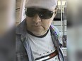 A man suspected of using distraction techniques to take an elderly woman's bank card on Aug. 20, 2019 is seen in photos taken from surveillance footage.