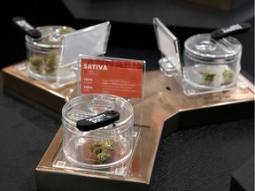 FCannabis products on display at Toronto's Hunny Pot Cannabis Co. retail cannabis store after marijuana retail sales commenced in the province of Ontario,  April 1, 2019.