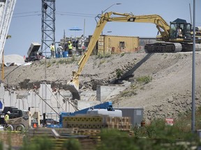 Construction on the overpass leading to the Gordie Howe International Bridge continues, Thursday, August 1, 2019.