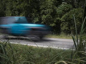 Traffic is pictured along Matchette Rd., south of the Ojibway Nature Centre, Aug. 20, 2019.