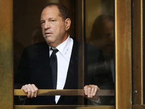 Harvey Weinstein exits court after an arraignment over a new indictment for sexual assault on August 26, 2019 in New York City.