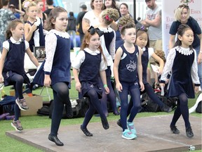 Windsor, Ontario. September 16 2018.  Emerald Isle Dance Society dancers tune up for their performance at Children's Fest Sunday September 16, 2018. In all, 53 vendors participated in Children's Fest which is hosted by partners The Rotary Club of Windsor (1918) and Bulimia Anorexia Nervosa Assoc. (NICK BRANCACCIO/Windsor Star).
