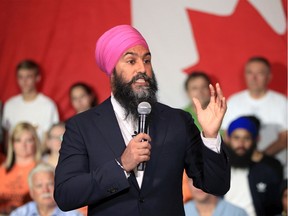 NDP leader Jagmeet Singh fielded questions from the audience at Friday night's townhall-style meeting at the Fogolar Furlan Club on Sept. 20, 2019.