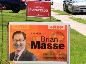 Signs on Parent Avenue lawns in the Windsor West riding.