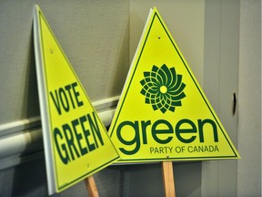 Green Party signs are seen in this file photo.