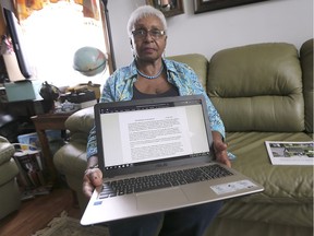 Elise Harding-Davis, seen in a Sept. 30 file photo, has sent a fourth letter to Prime Minister Justin Trudeau demanding an apology for Canada's history of slavery and racism against black people.