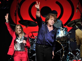 Musicians Jesse Money, left, and Eddie Money perform on stage during the iHeart80s Party 2017 at SAP Center on Jan. 28, 2017 in San Jose, Calif. (Steve Jennings/Getty Images for iHeartMedia)