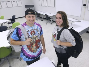 St. Clair College students Armand Avolio and Samantha Elford are shown at the main campus on Friday, Sept. 6, 2019. They are studying the new social justice/legal studies program at the school.