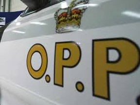 The OPP logo on a police cruiser.