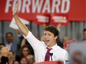 Liberal leader Justin Trudeau speaks at a Liberal rally in Windsor on Monday, Sept. 16, 2019, at the St. Clair College Centre for the Arts.