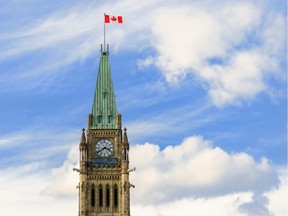 Bell and Clock Tower of Canadian Parliament building.