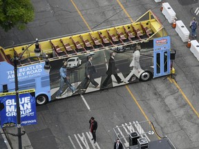 The Beatles, Abbey Road double decker bus parked on Vine during the 50th Anniversary Celebration Of The Beatles "Abbey Road" on Sept. 26, 2019, in Hollywood, Calif.