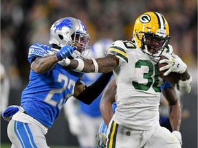 Running back Jamaal Williams (30) announced on his Twitter account that he's leaving the Green Bay Packers to join the Detroit Lions on a two-year deal.